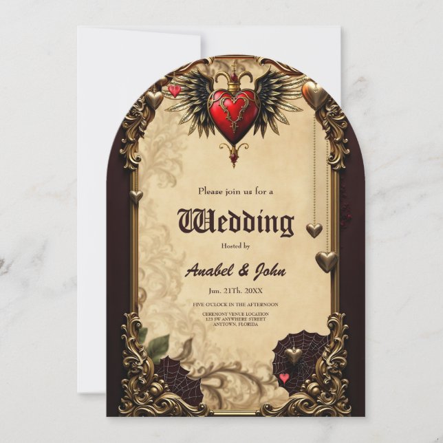 Convite A elegância e misticismo do coração gótico. (Frente)