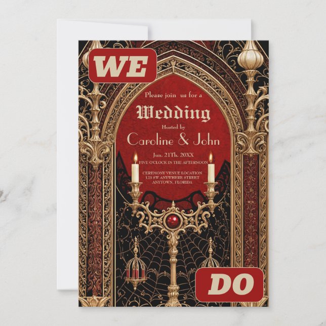 Convite A escura elegância do estilo gótico. O backgro (Frente)