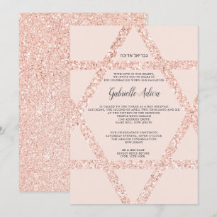 Convite A estrela cor-de-rosa do ouro cora bastão