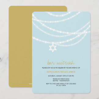 Convite A estrela de David azul dos Sparkles de Mitzvah do