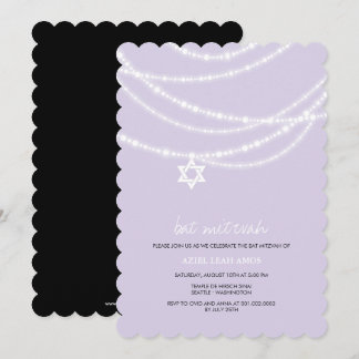 Convite A estrela de David roxa dos Sparkles de Mitzvah do