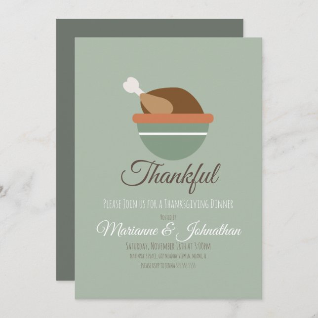Convite A Família Jante De Ação De Graças Da Turquia Em (Frente/Verso)