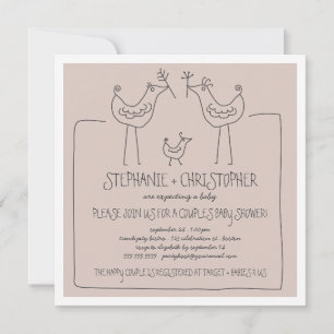 Convite A família moderna dos pássaros Funky acopla o chá