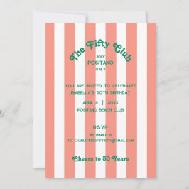 Convite A Festa de aniversário 50th Club Pink Stripe
