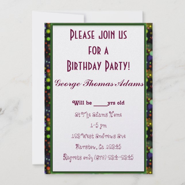 Convite A festa de aniversário Balloons o destino do teste (Frente)