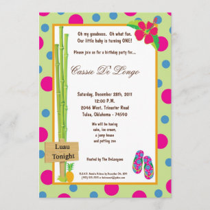 Convite a festa de aniversário de 5x7 Luau convida