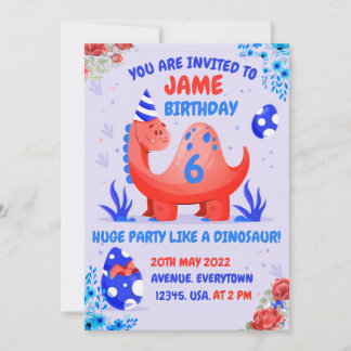 Convite à festa de aniversário de dinossauros de u