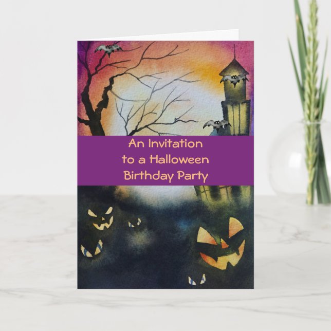 Convite à Festa de aniversário de Halloween para C (Frente)