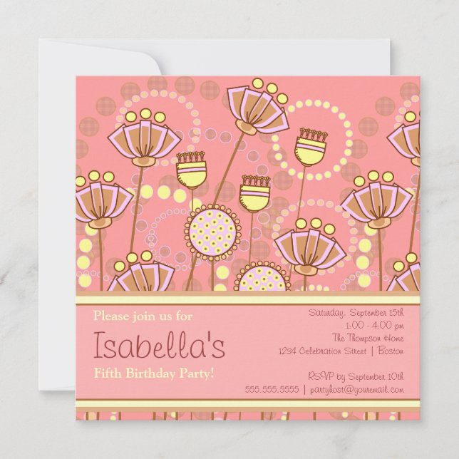 Convite à Festa de aniversario de meninas Groovy B (Frente)