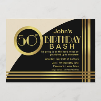 Convite A festa de aniversário do estilo 50th do 1920 de
