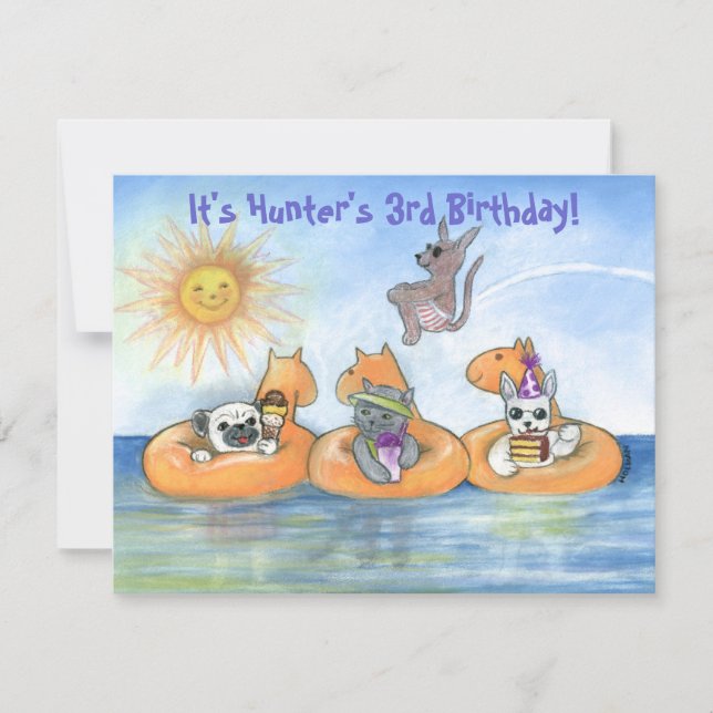 Convite à Festa de aniversário do "Festa Animal" d (Frente)