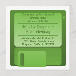 Convite A festa de aniversário do geek do disco flexível