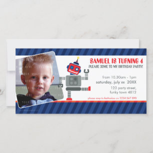 CONVITE À FESTA DE ANIVERSÁRIO FOTOGRÁFICA: robô d