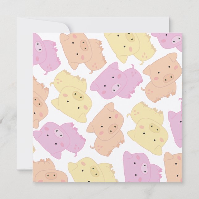 Convite A festa de aniversário leitão bonito do porco (Frente)