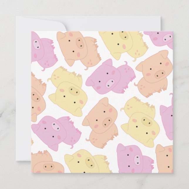 Convite A festa de aniversário leitão bonito do porco (Frente)