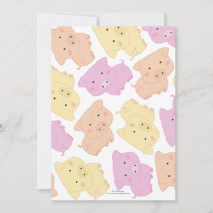 Convite a festa de aniversário leitão bonito do porco 5x7