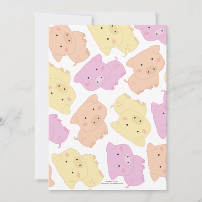 Convite a festa de aniversário leitão bonito do porco 5x7 (Frente)