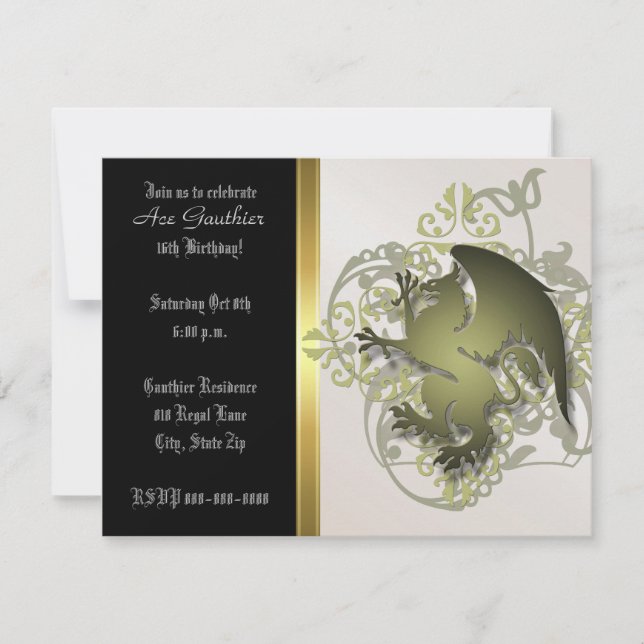 Convite A festa de aniversário verde-oliva urbana do grifo (Frente)