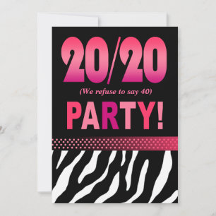 Convite A Festa de aniversário Zebra Fabulosa 20/20 da Ju