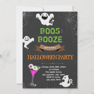 Convite à Festa de Boos e Booze Halloween