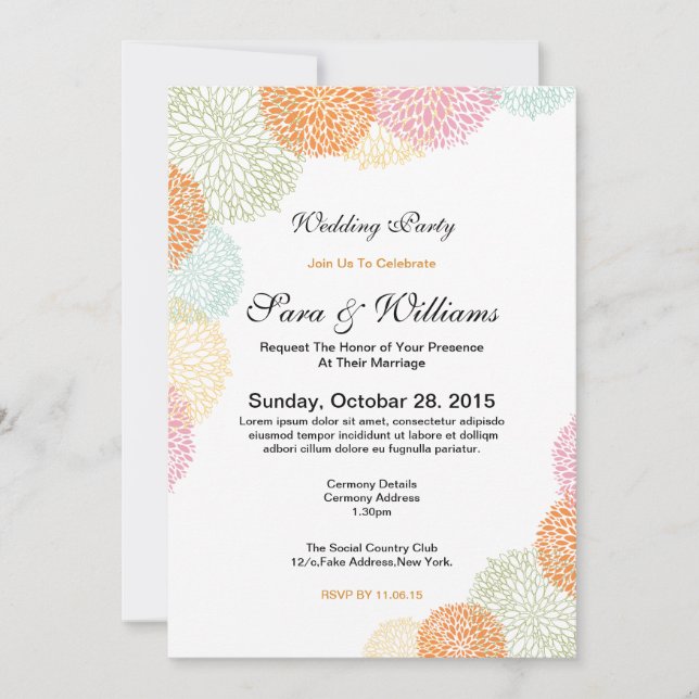 convite à festa de casamento romântica (Frente)