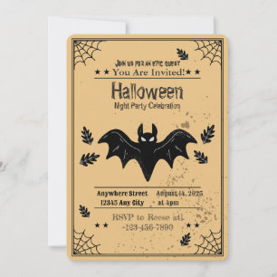 Convite à Festa de Dia das Bruxas de Spooky Bat