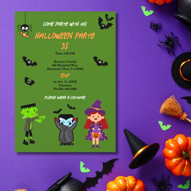 Convite à Festa de Festa de Feira de Halloween (Fun Spooky Halloween Party Invitation. )