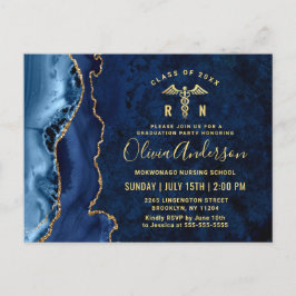 Convite à Festa de formatura Azul NRN Dourado Mode