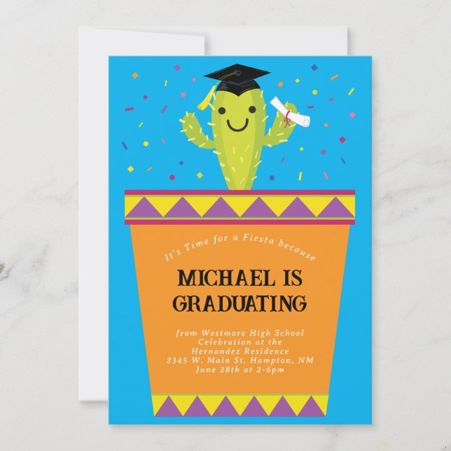 Convite à Festa de formatura Cactus Fiesta (Frente)