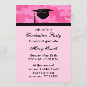 Convite A festa de formatura da camuflagem do rosa do
