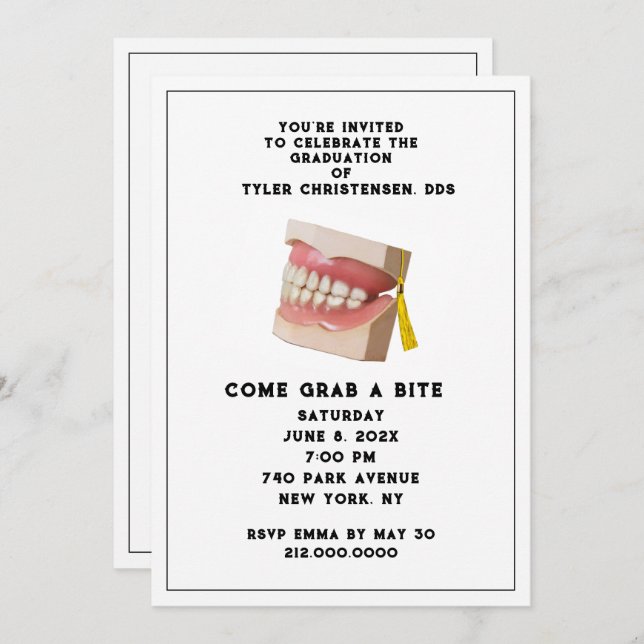 Convite à Festa de formatura da Dentist Dental Sch (Frente/Verso)