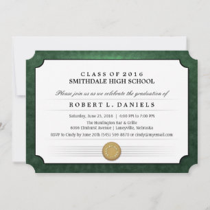 Convite à Festa de formatura de Diploma Verde e Br