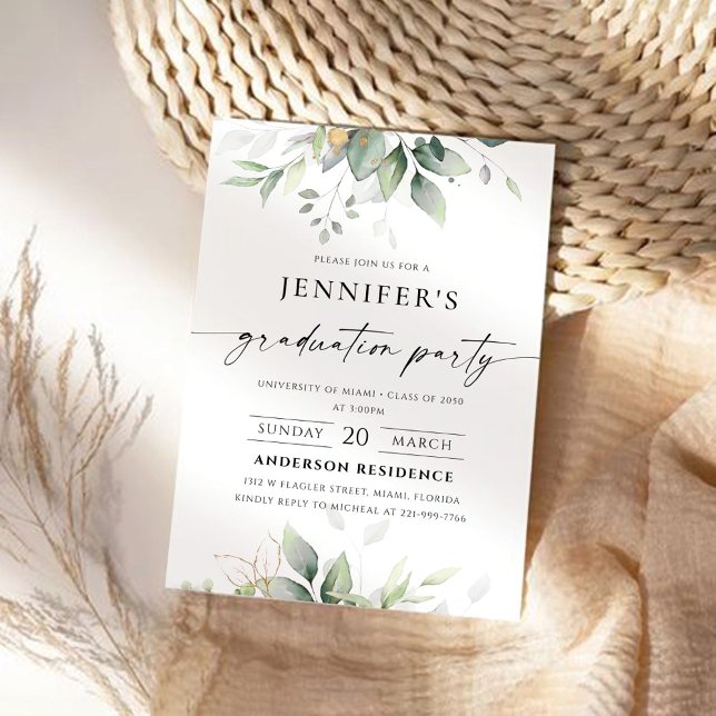 Convite à Festa de formatura Greenery (Criador carregado)