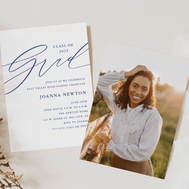 Convite à Festa de formatura Minimalista Azul (Criador carregado)