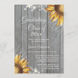 Convite A festa de formatura rústica dos girassóis do país