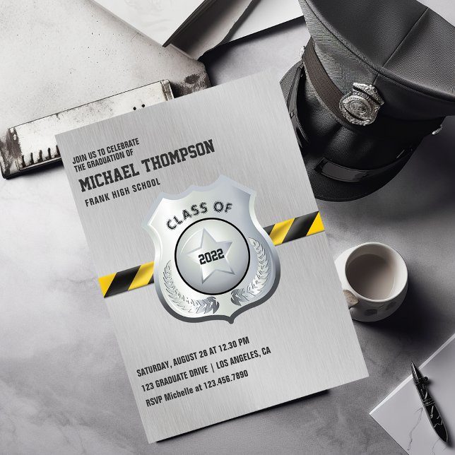 Convite à Festa de formatura temático da Polícia (Police Graduation Party Invitation)