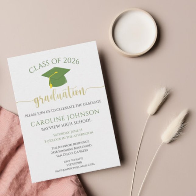 Convite à Festa de formatura Verde e Dourada (Criador carregado)