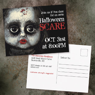 Convite à Festa de Halloween da Boneca de Gótico