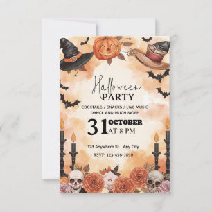 Convite à Festa de Halloween de Cores Aquáticas Re