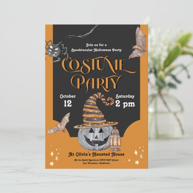Convite à Festa de Halloween de Figurino Spooktacu (Em pé/Frente)