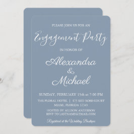 Convite à Festa de noivado Azul Dusty