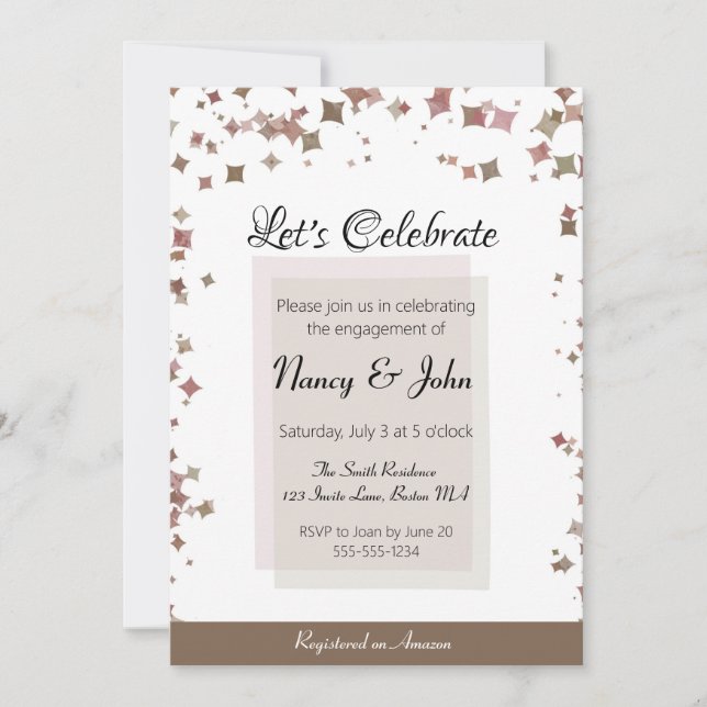 Convite à Festa de noivado de Celebração de vamos (Frente)