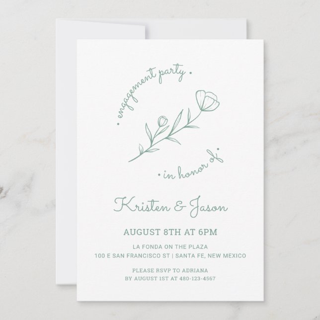 Convite à Festa de noivado de Flor Selvagem em Sag (Frente)