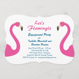 Convite à Festa de noivado Flamingo Rosa