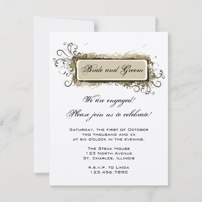 Convite à Festa de noivado Floral de abstrato (Frente)