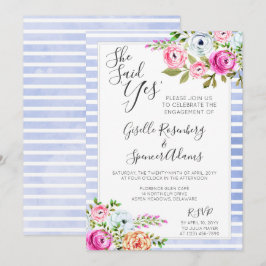 Convite à Festa de noivado Floral Moderno