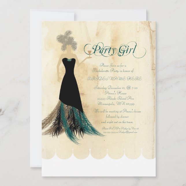 Convite A festa de solteira do party girl convida (Frente)