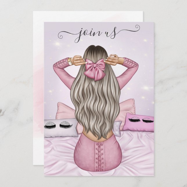 Convite à Festa de solteira Fashionista Rosa (Frente/Verso)