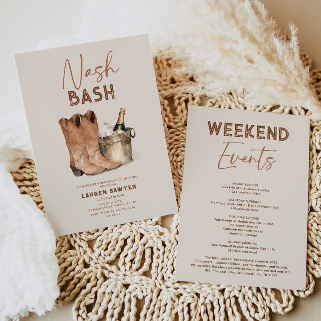 Convite à Festa de solteira Nash Bash da Watercolo (Criador carregado)