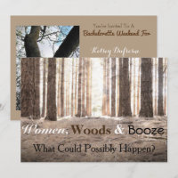 Convite à Festa de solteira "Women Woods Booze"